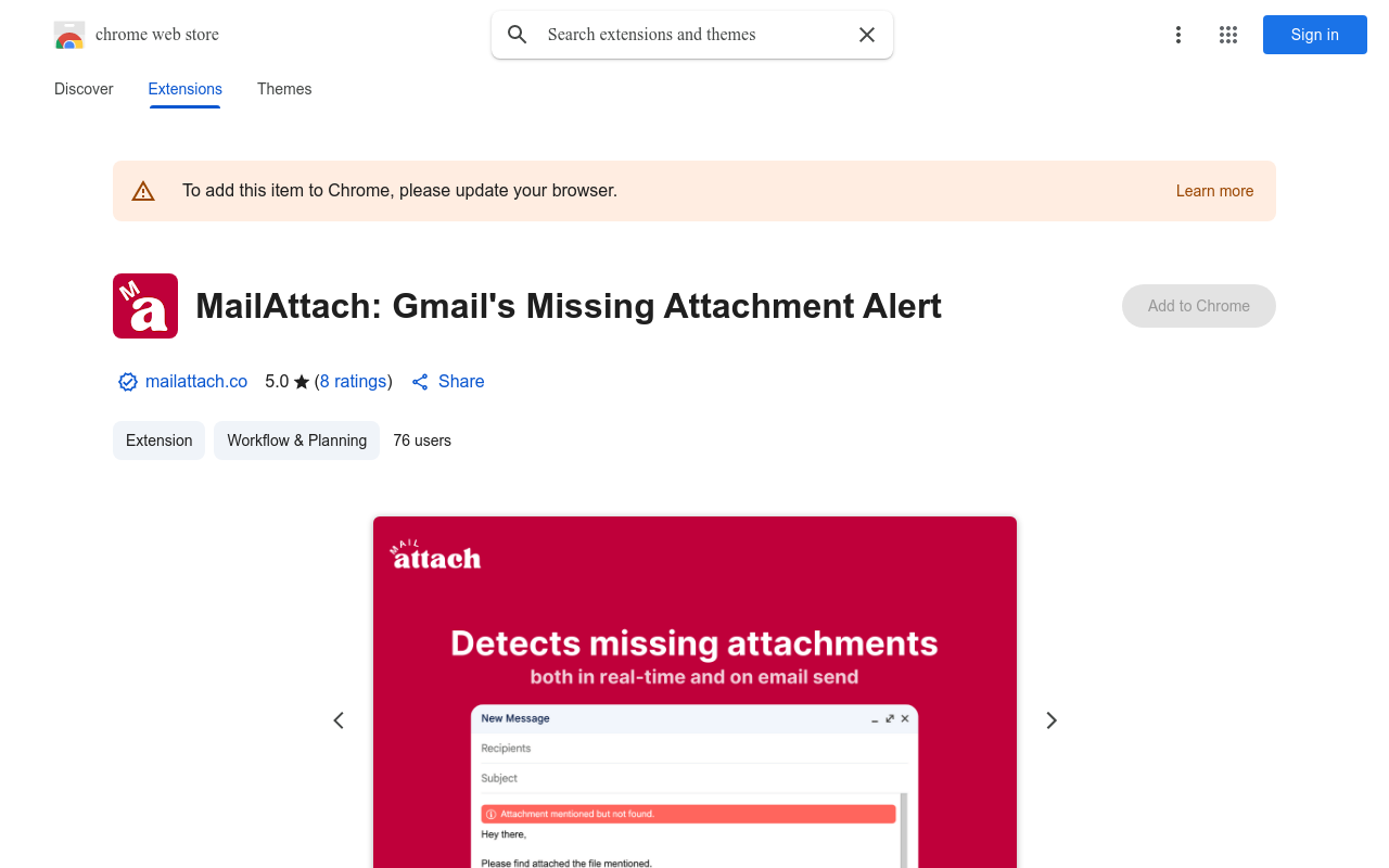 MailAttach - Missing-Attachment Alert for Gmail - powered by AI