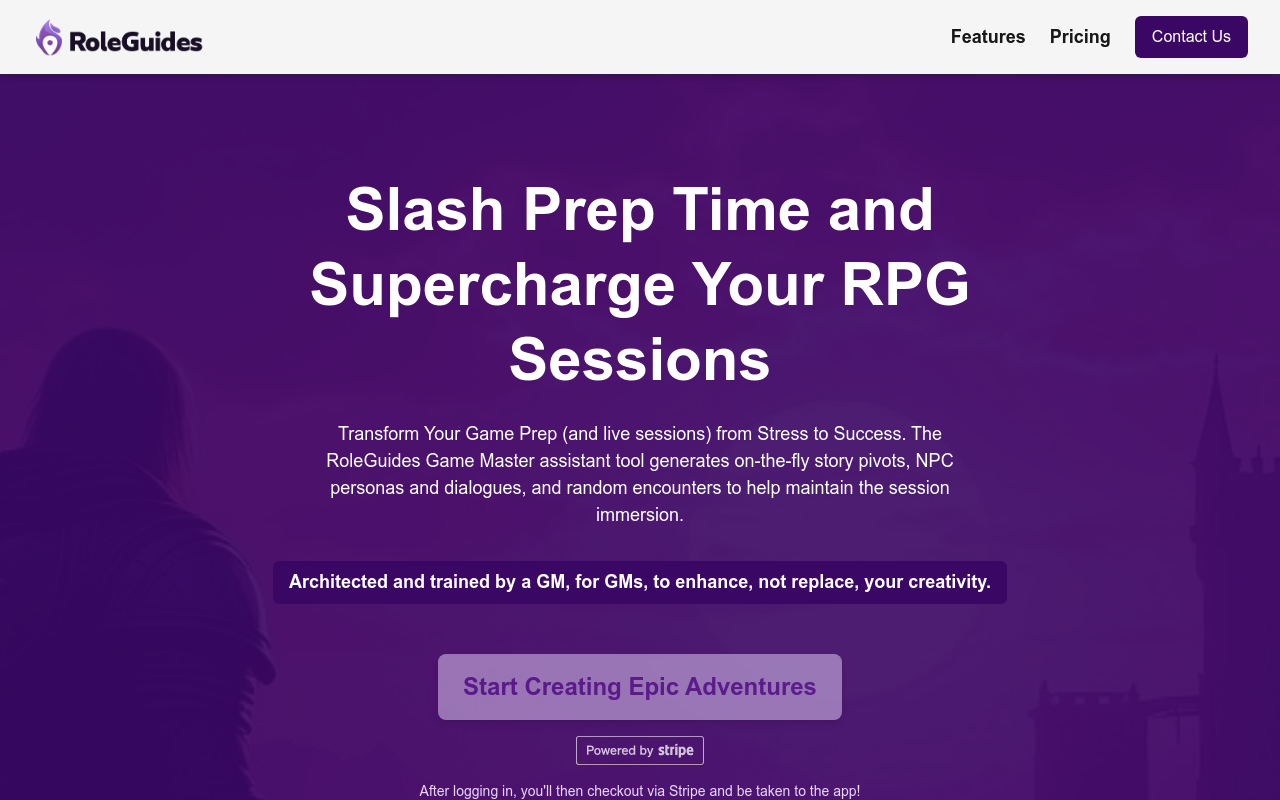 RoleGuides Game Master Assistant Tool