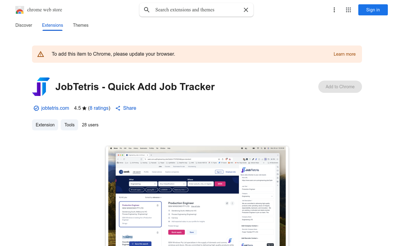 JobTetris - Quick Add