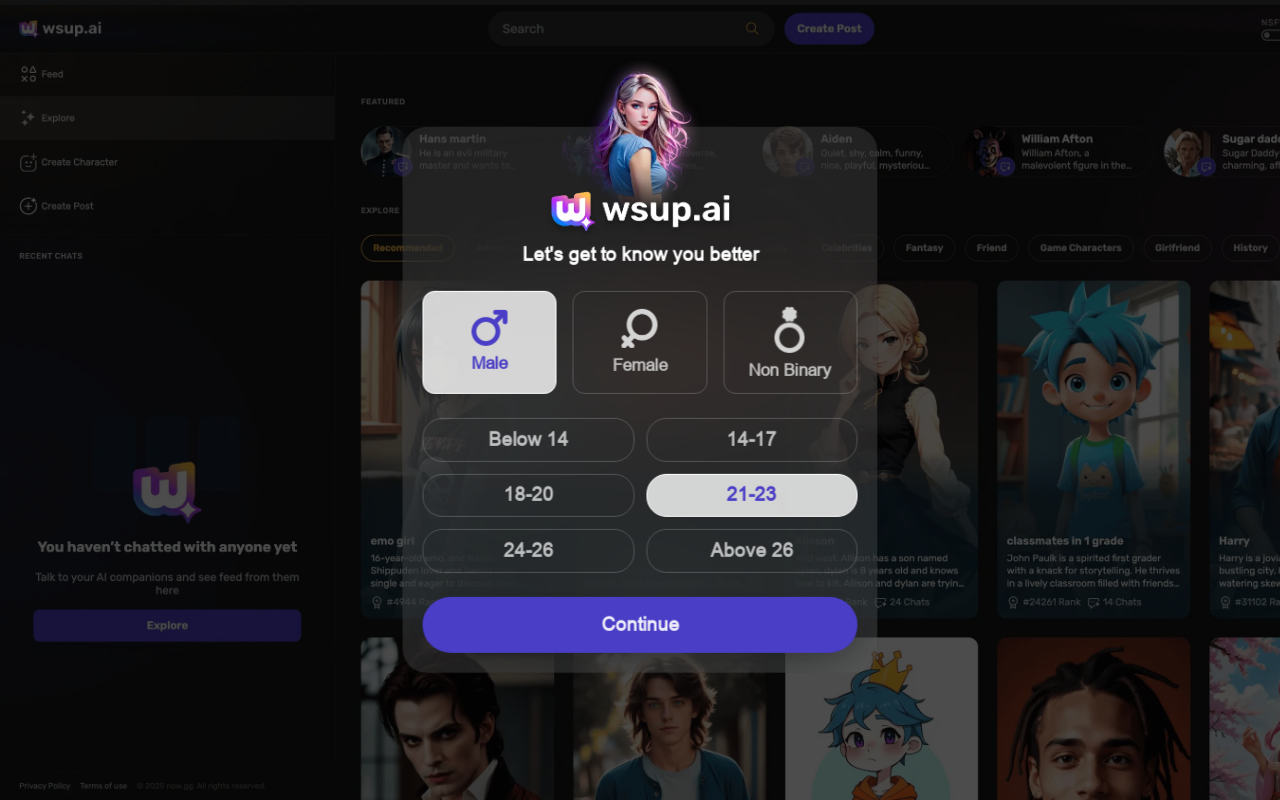 wsup.ai - Chat with AI Characters