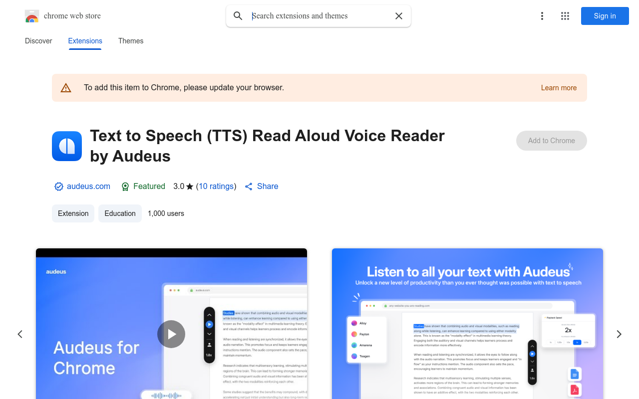Text to Speech (TTS) Read Aloud Voice Reader by Audeus
