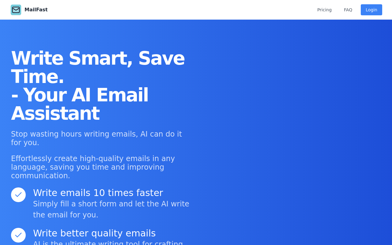 MailFast, your AI email writer