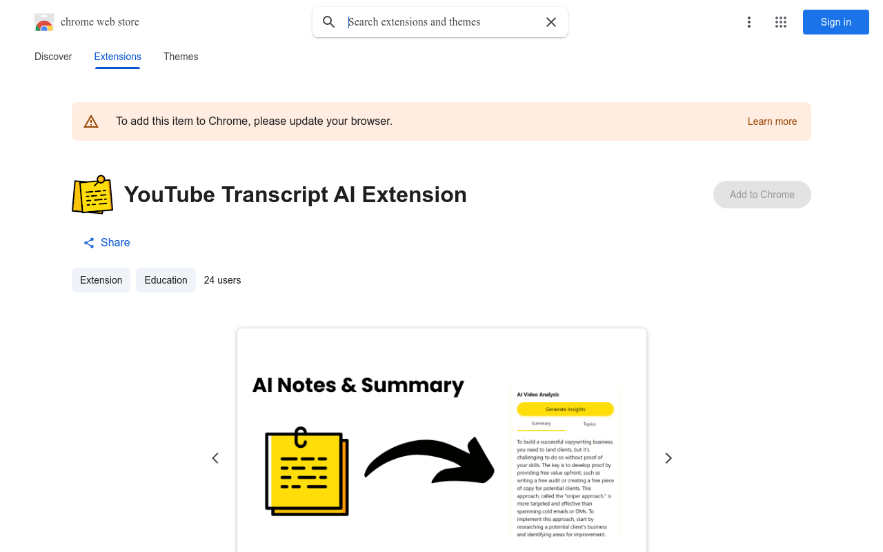 YouTube Transcript AI Extension