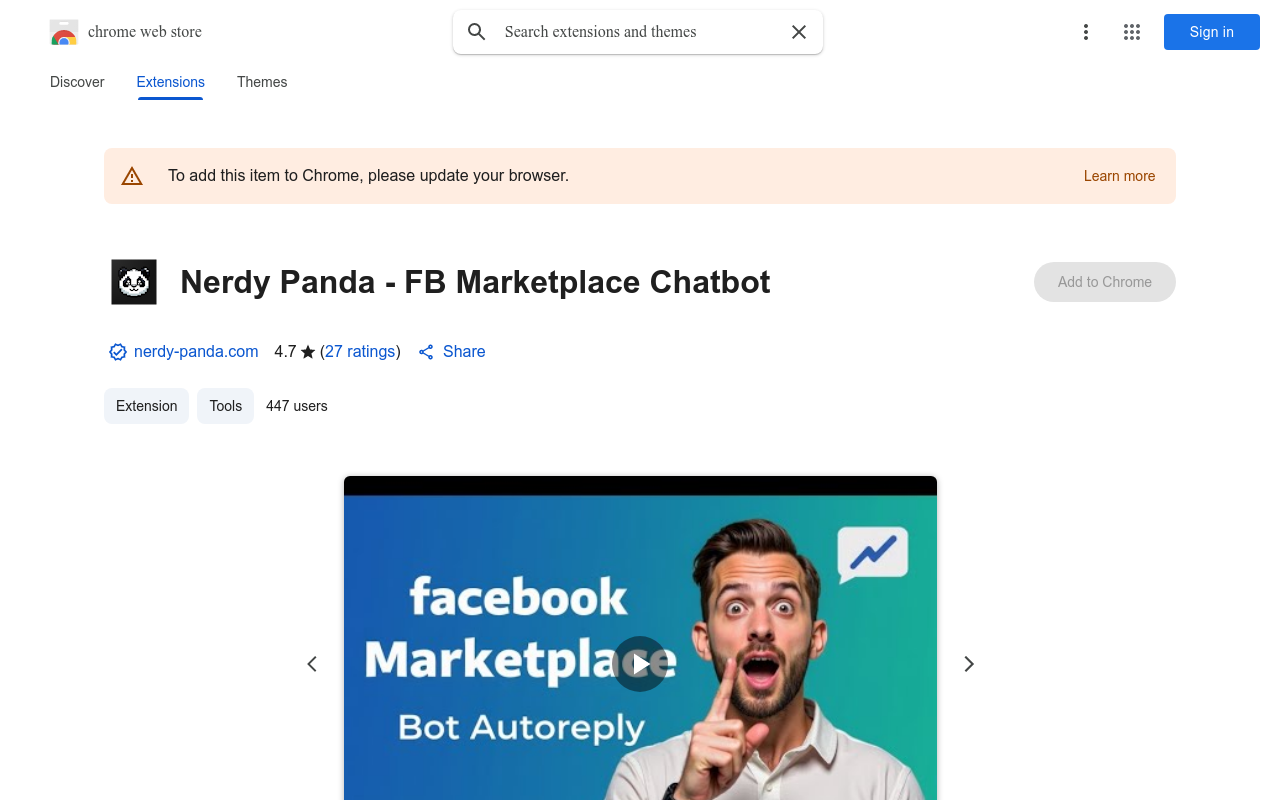 Nerdy Panda - FB Marketplace Chatbot