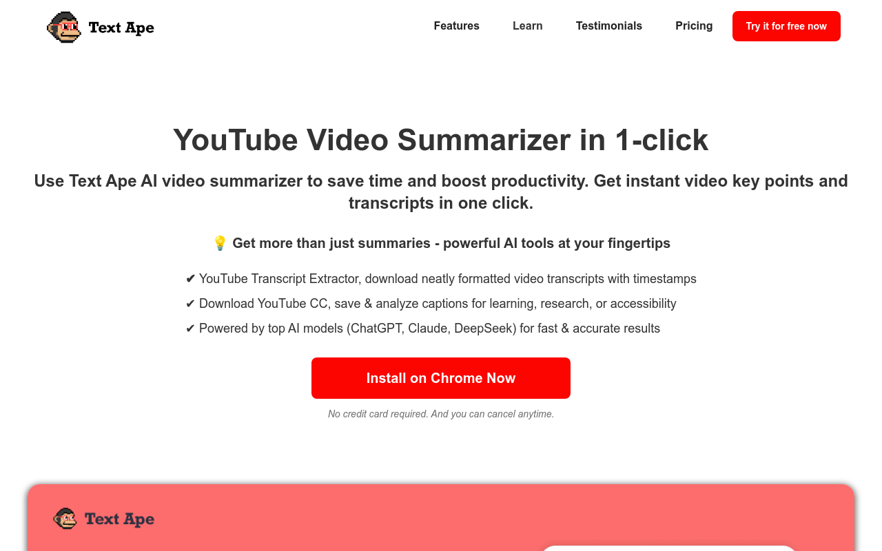 Text Ape | YouTube Summarizer