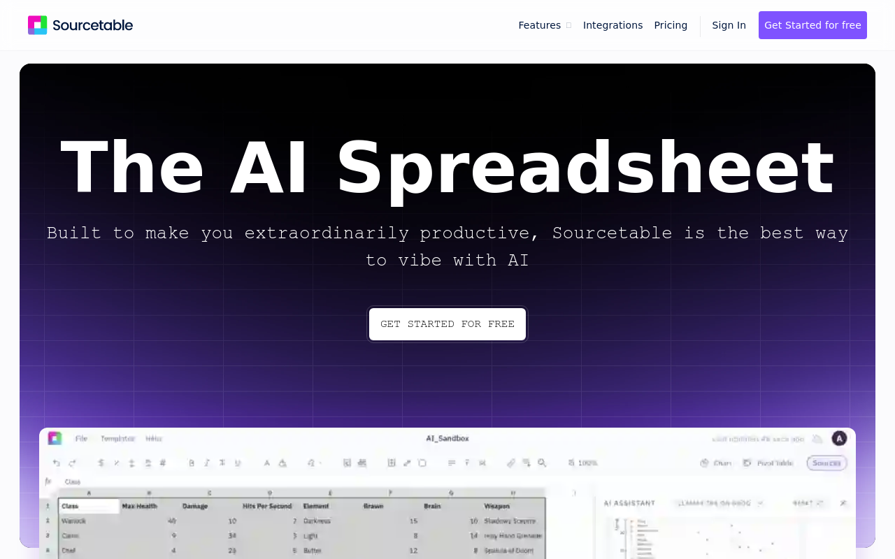 Sourcetable - AI spreadsheet