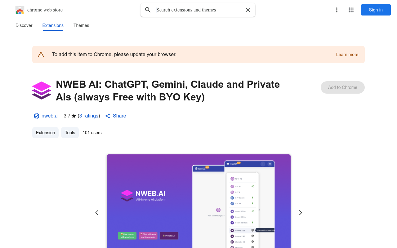 NWEB AI: ChatGPT, Gemini & Private AIs on Websites/Docs (Free with BYO Key)