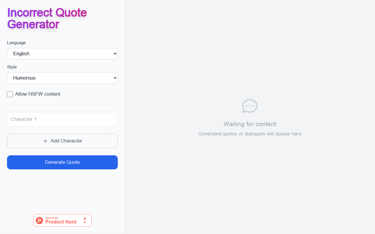 Incorrect Quote Generator