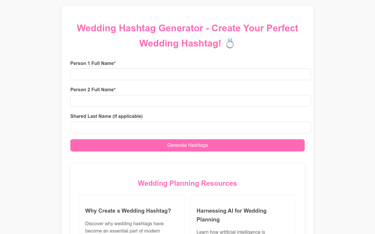 Wedding Hashtag AI