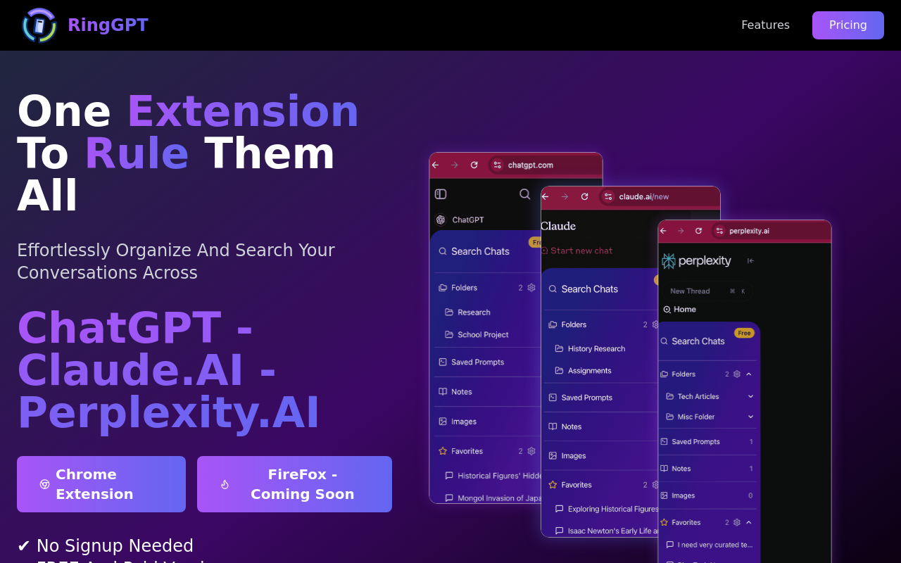 RingGPT - Organize AI conversations