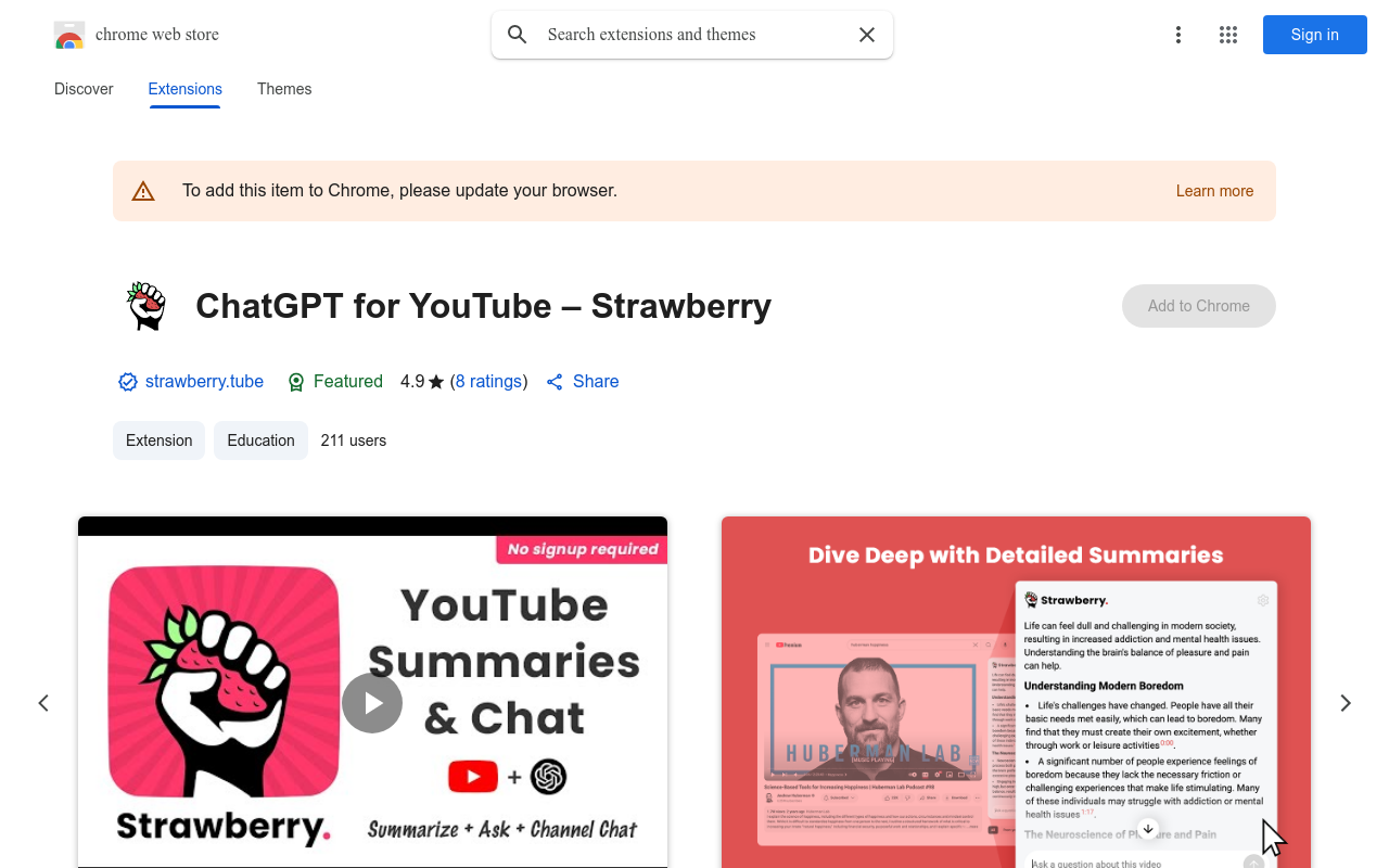 Strawberry for YouTube