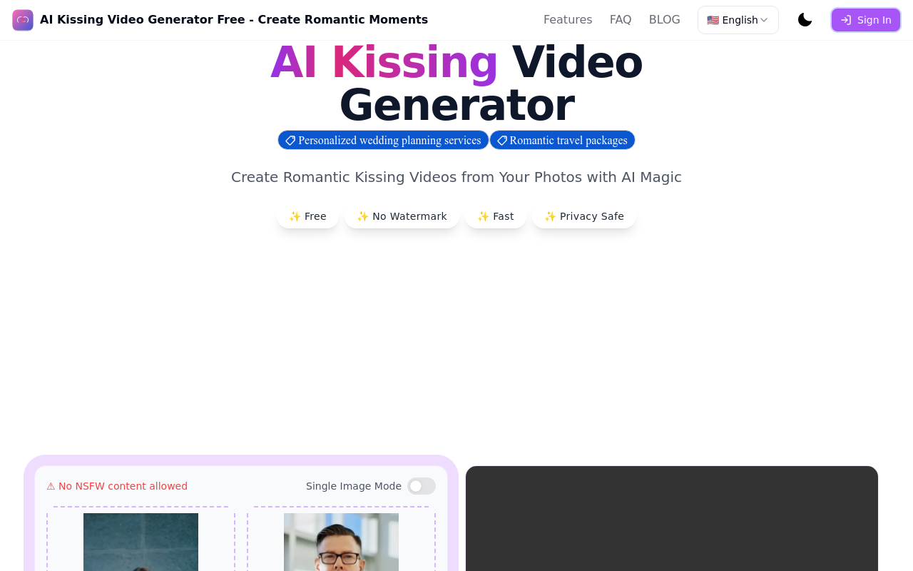 Free AI kissing video generator