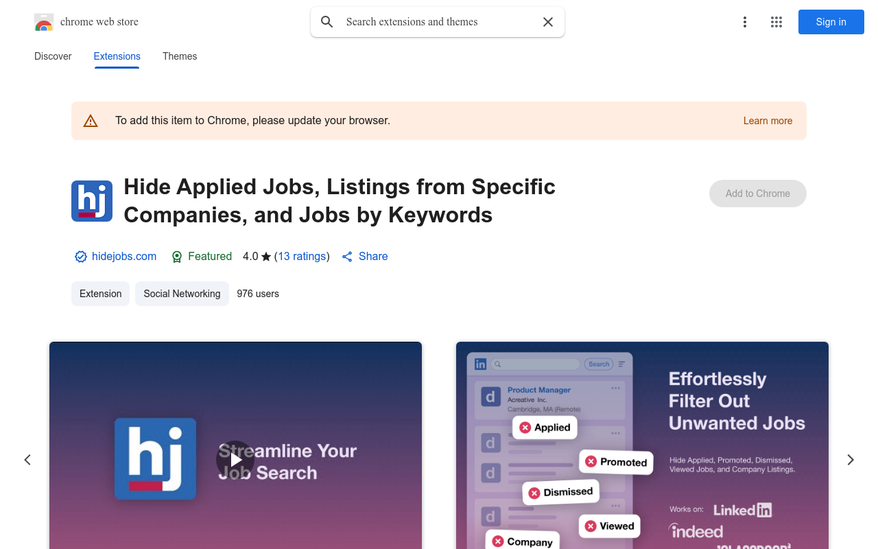 Hide Companies, Promoted, Applied Jobs on LinkedIn + AI Summarizer