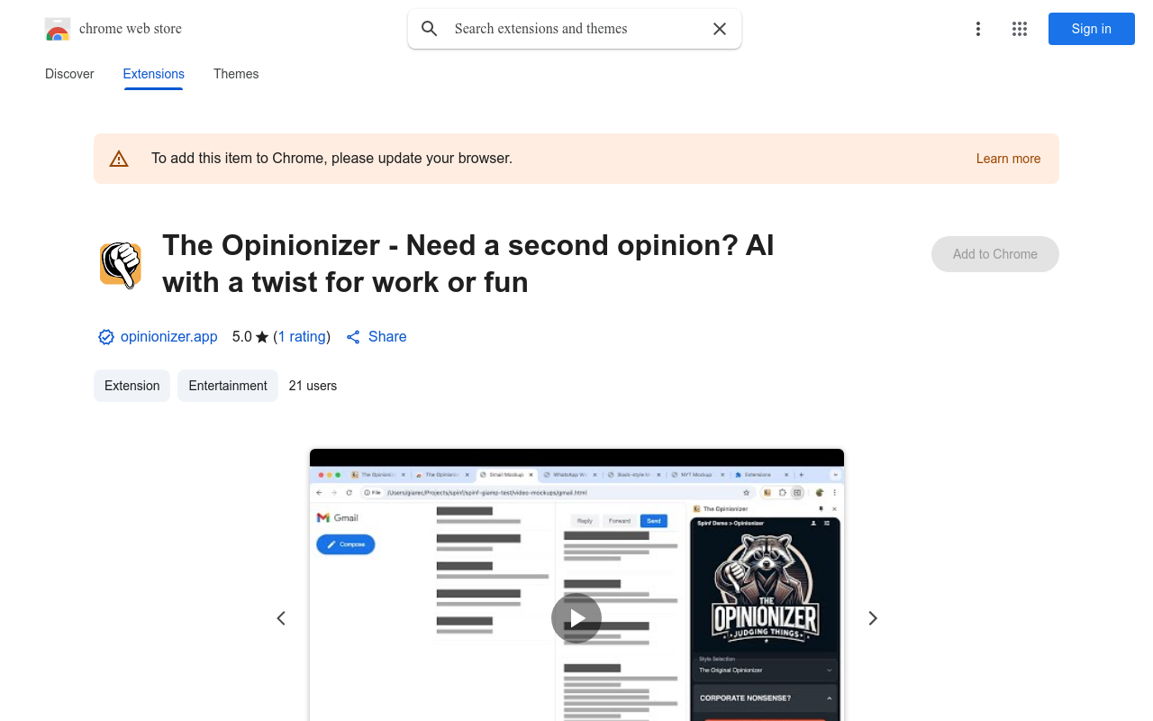 The Opinionizer - Need a second opinion? AI with a twist for work or fun