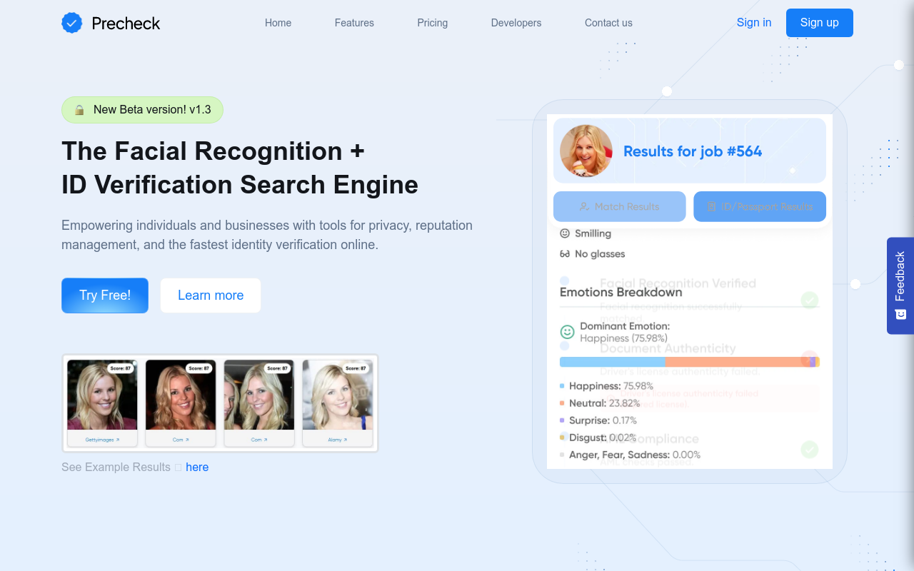 Precheck.ai - AI Face data