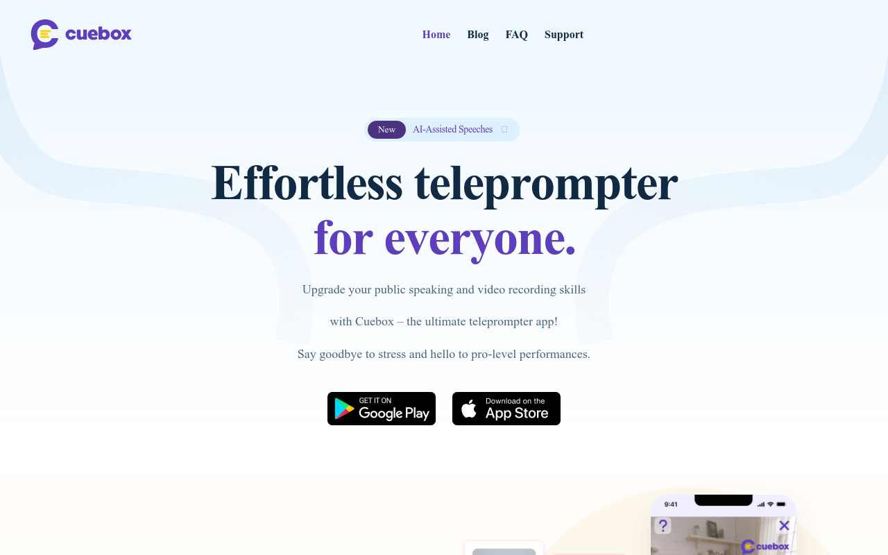 Teleprompter for Video: CUEBOX