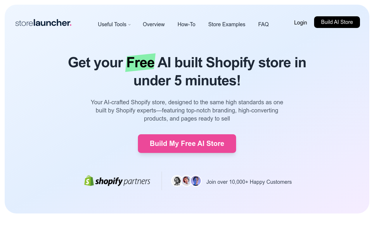 StoreLauncher - Free AI Powered Shopify Store Builder