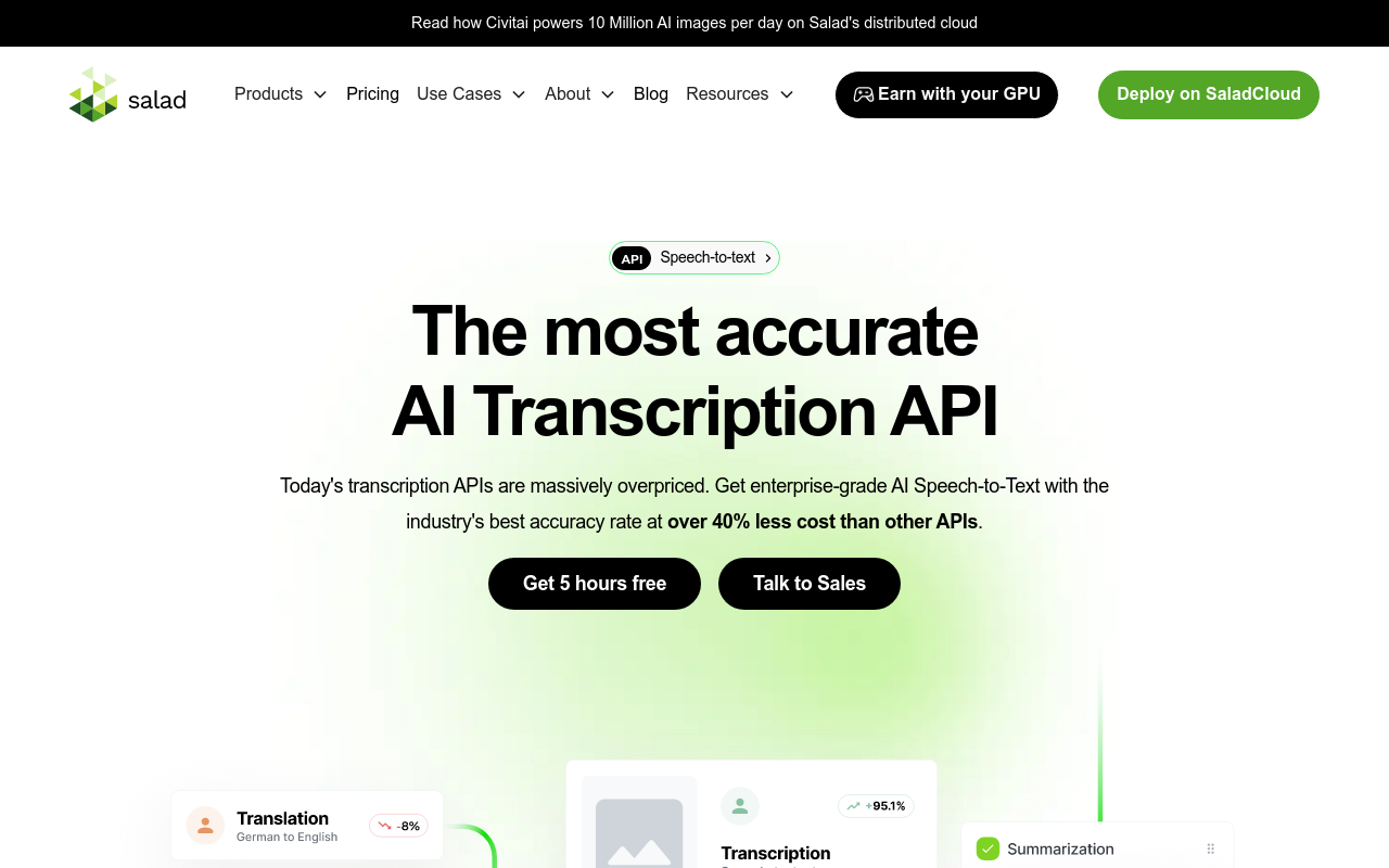Salad Transcription API