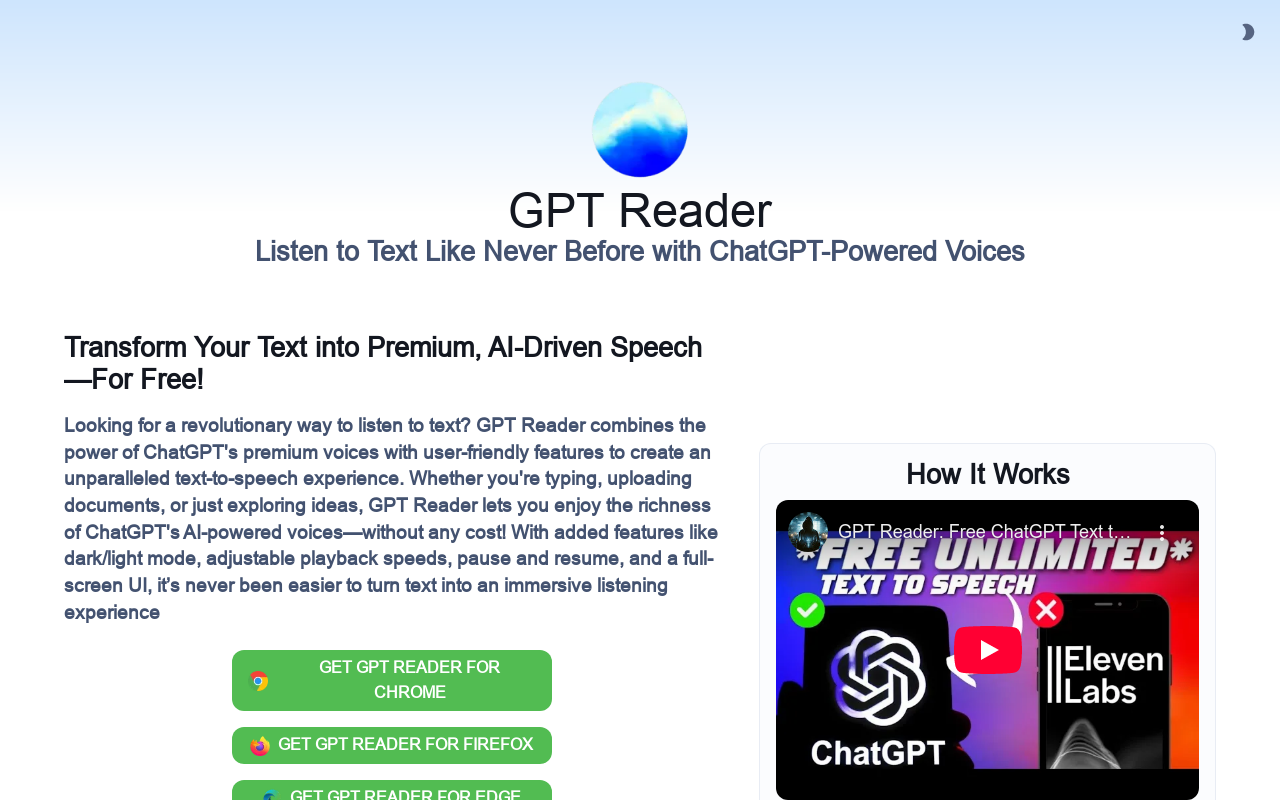 GPT Reader: A Free AI Text-to-Speech