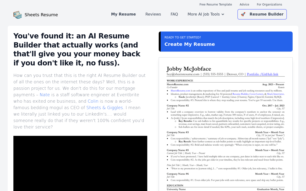 Sheets AI Resume Builder