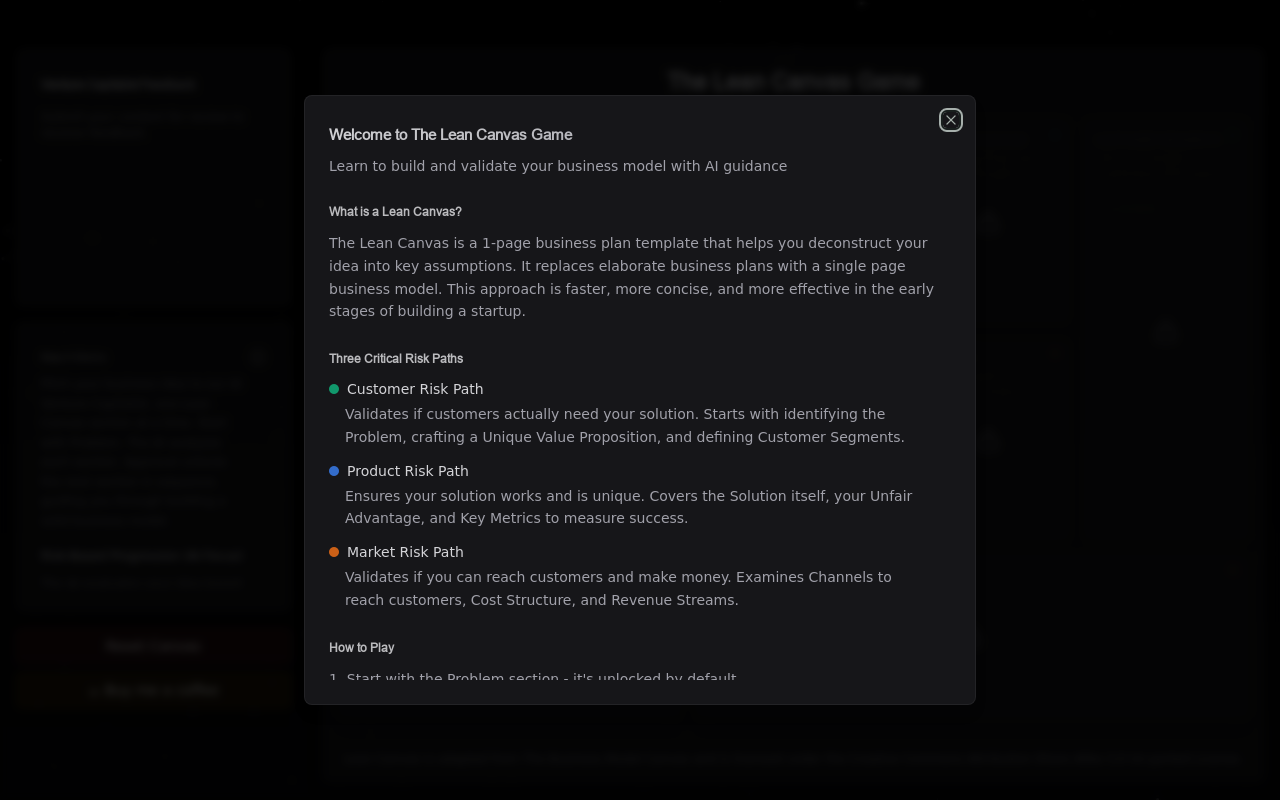 Lean Canvas Game