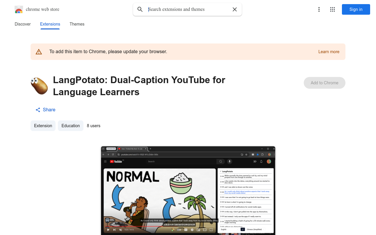 LangPotato: Dual-Caption YouTube for Language Learners