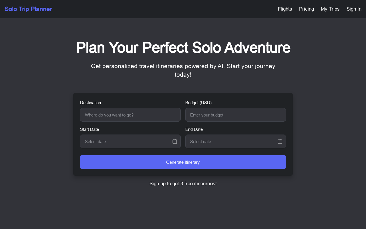 Solo Trip Planner