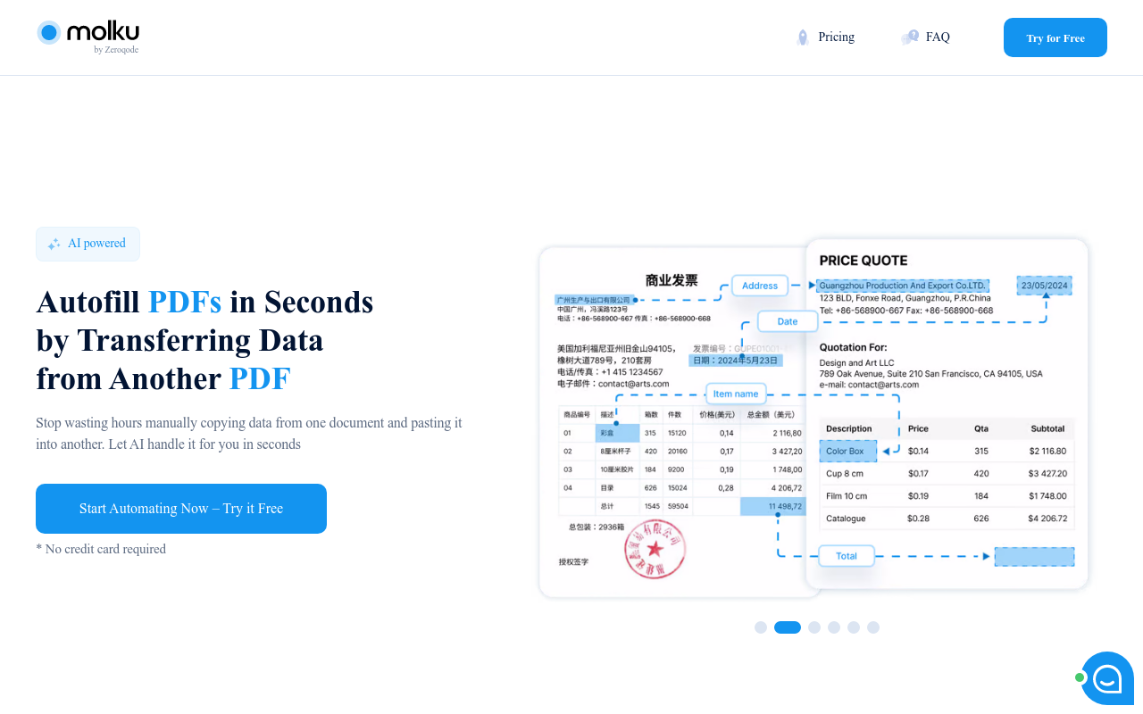Molku Automatic Data Transfer in Seconds