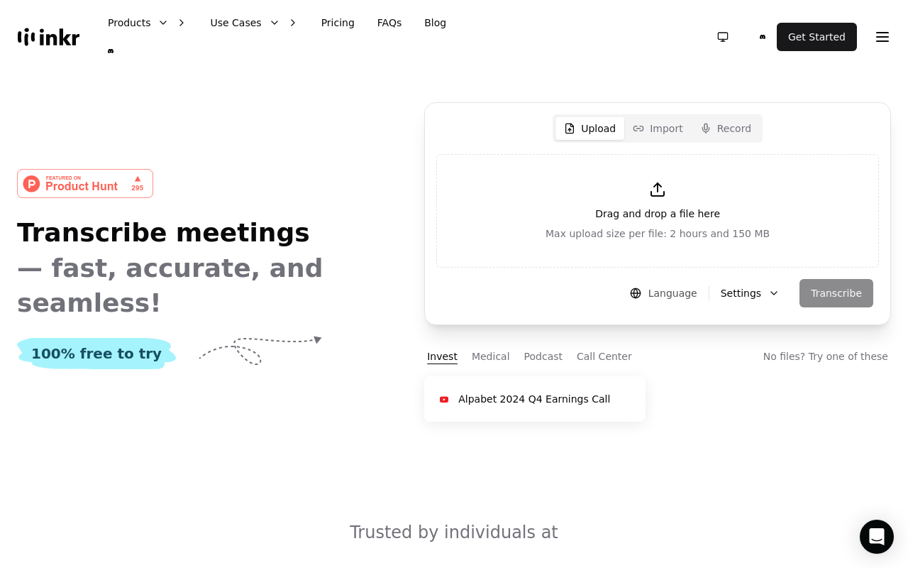 Inkr – Instant & Accurate Transcriptions