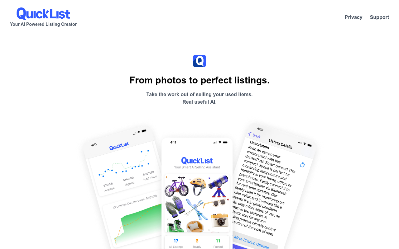 QuickList AI Listing Creator