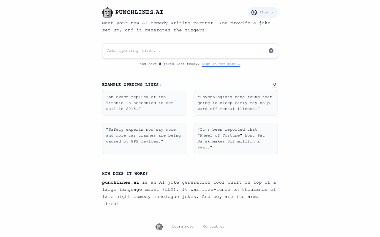punchlines.ai :: GPT joke writing