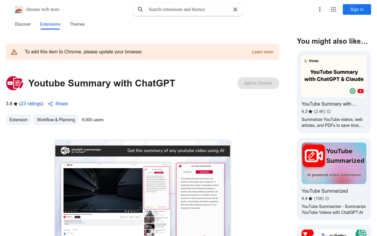 Chat GPT Youtube Summarizer