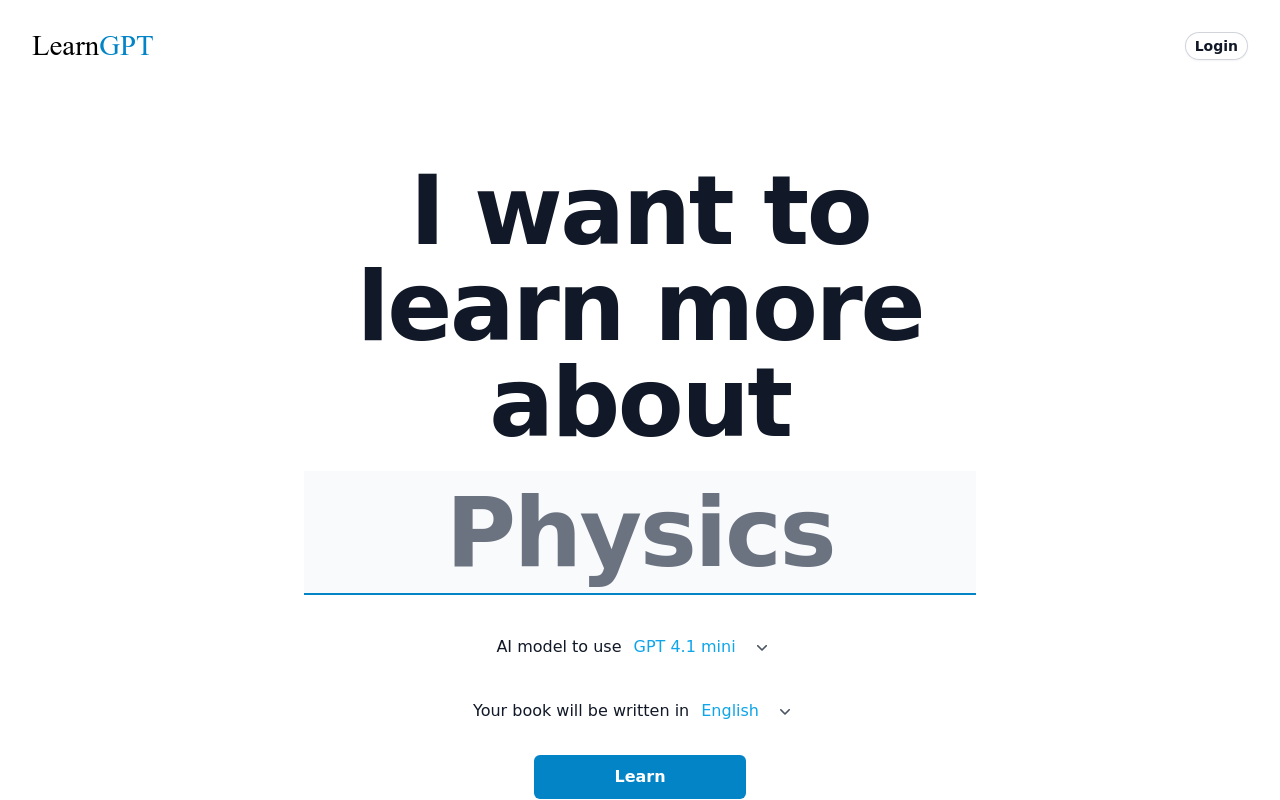 LearnGPT: Generate Books on Any Topics