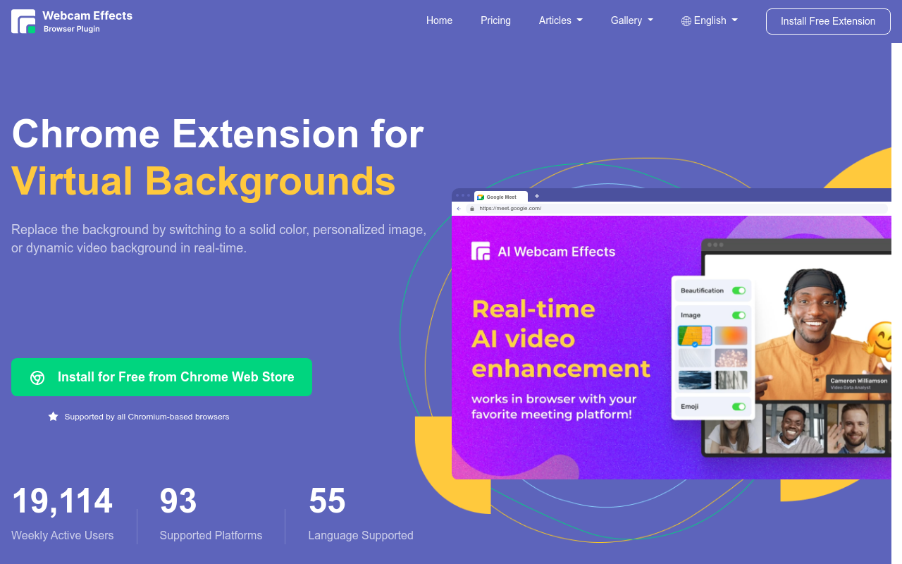 AI Webcam Effects for Video Meetings