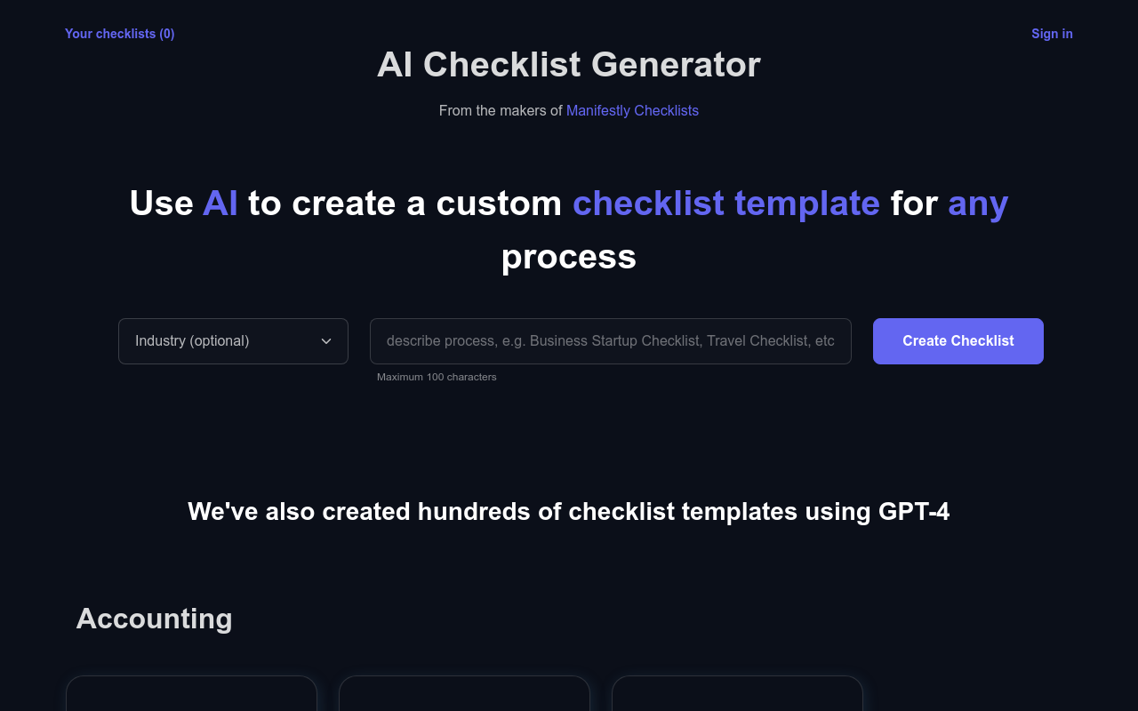 Checklistgenerator AI