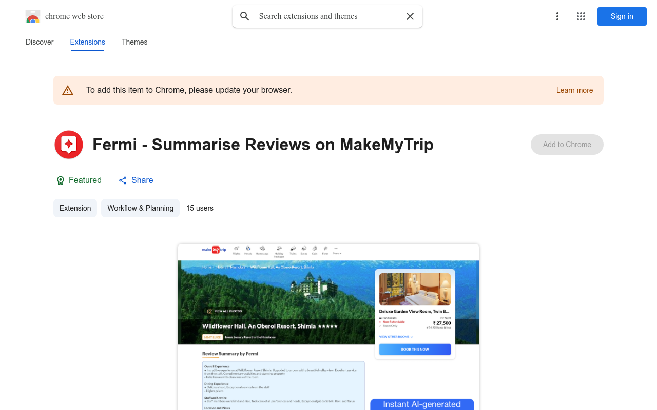 Fermi - Summarise Reviews on MakeMyTrip