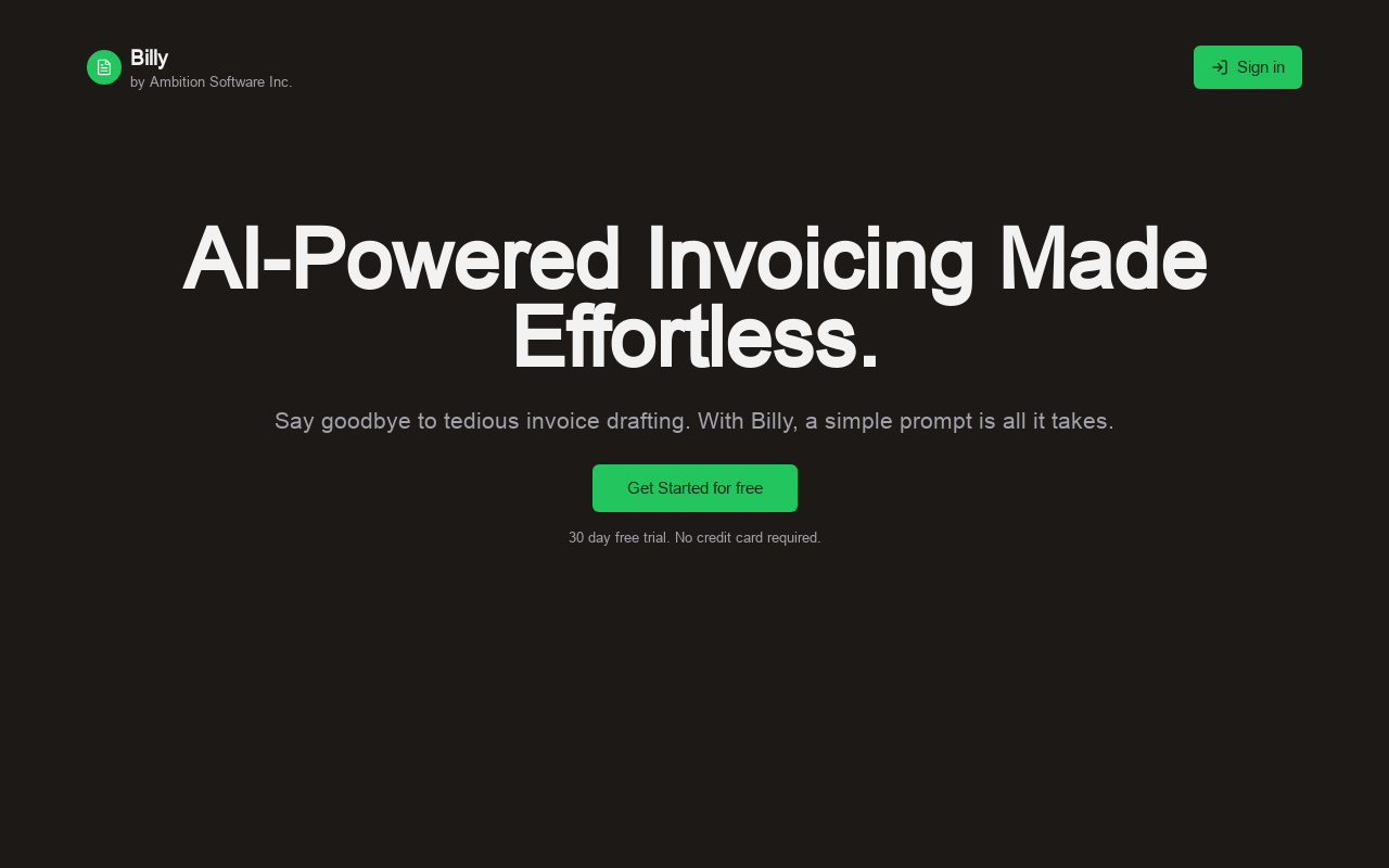 Billy: AI Invoicing Made Effortless.