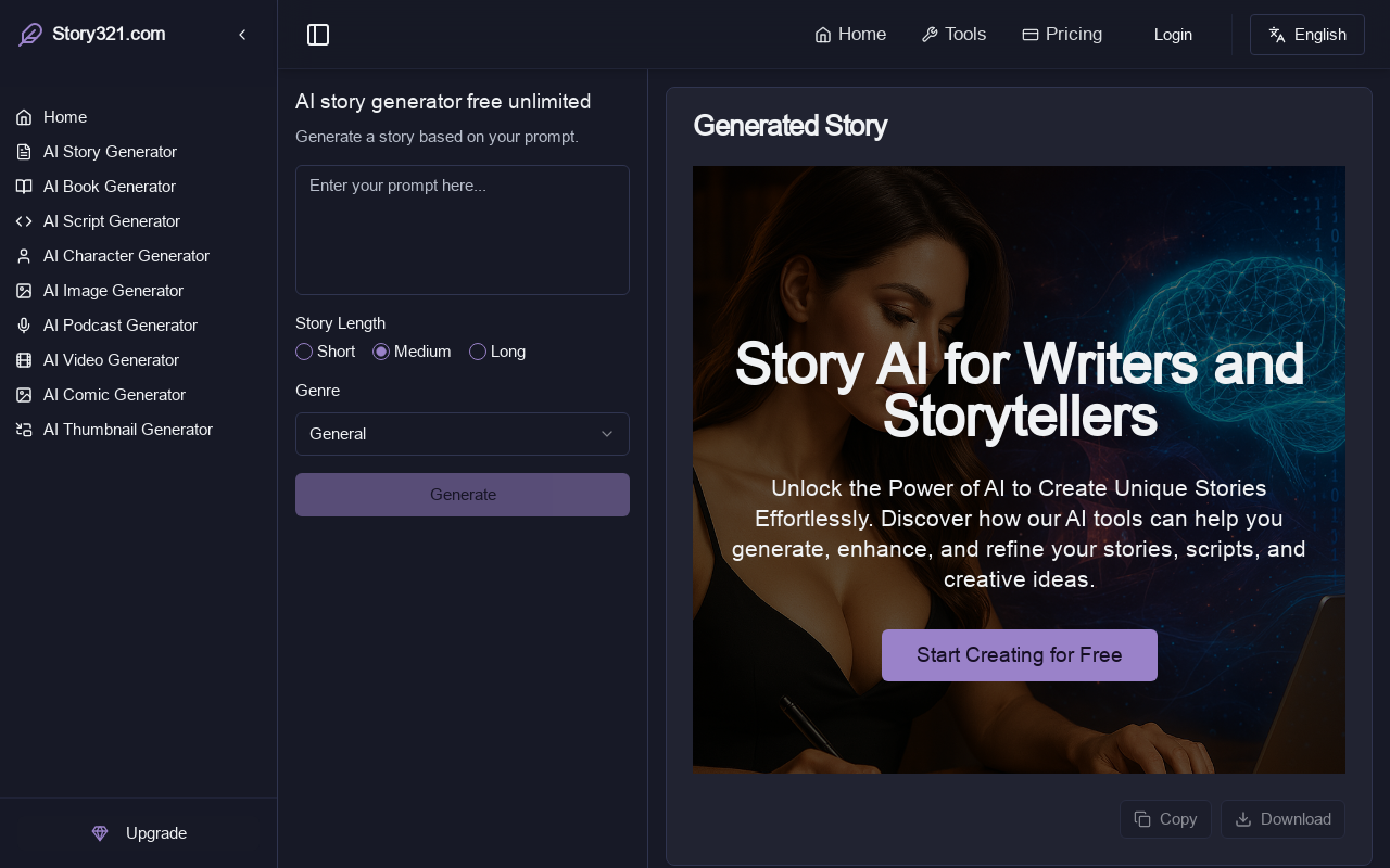 Story321 AI story generator