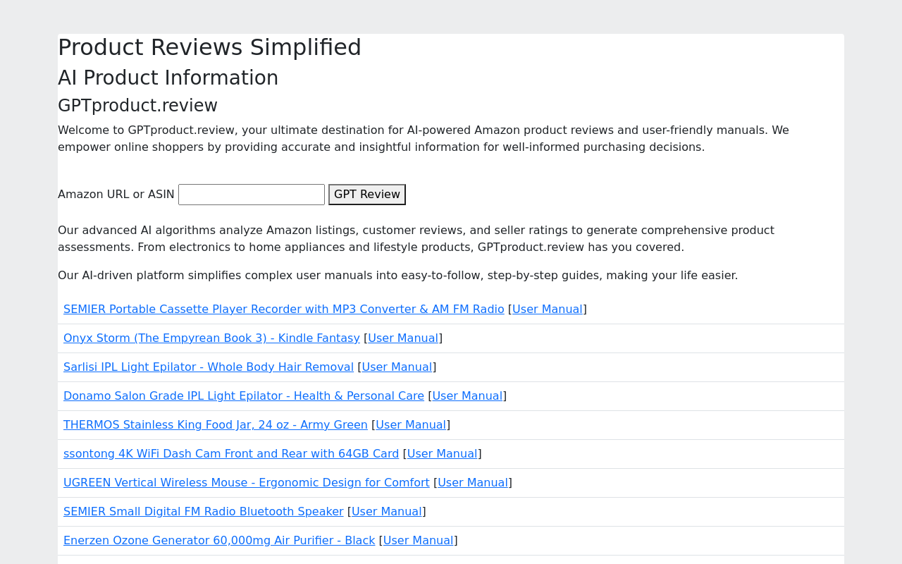 AI Amazon Product Reviews / Manuals