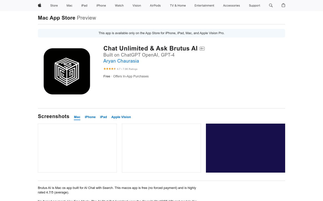 BrutusAI: ChatGPT Powered Search for Mac