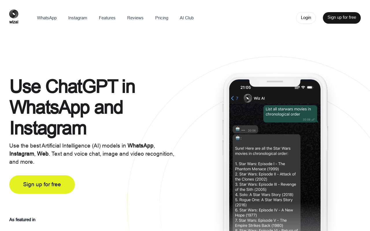 WizAI - ChatGPT for WhatsApp & Instagram