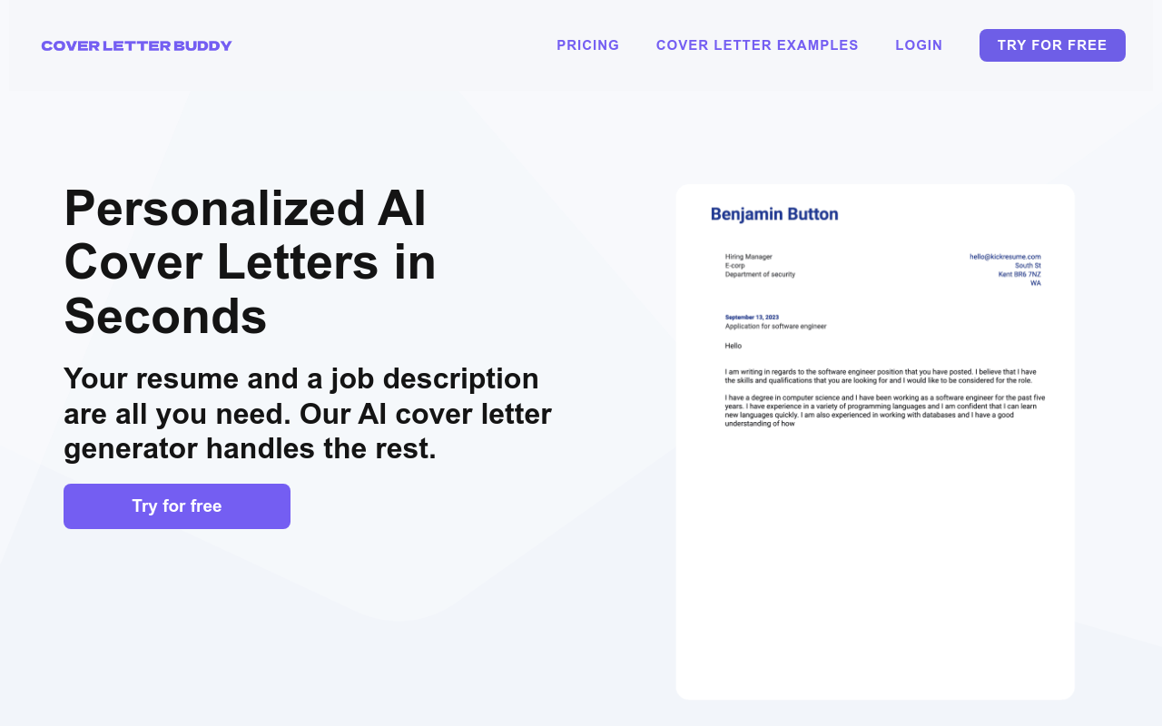 Free AI Cover Letter