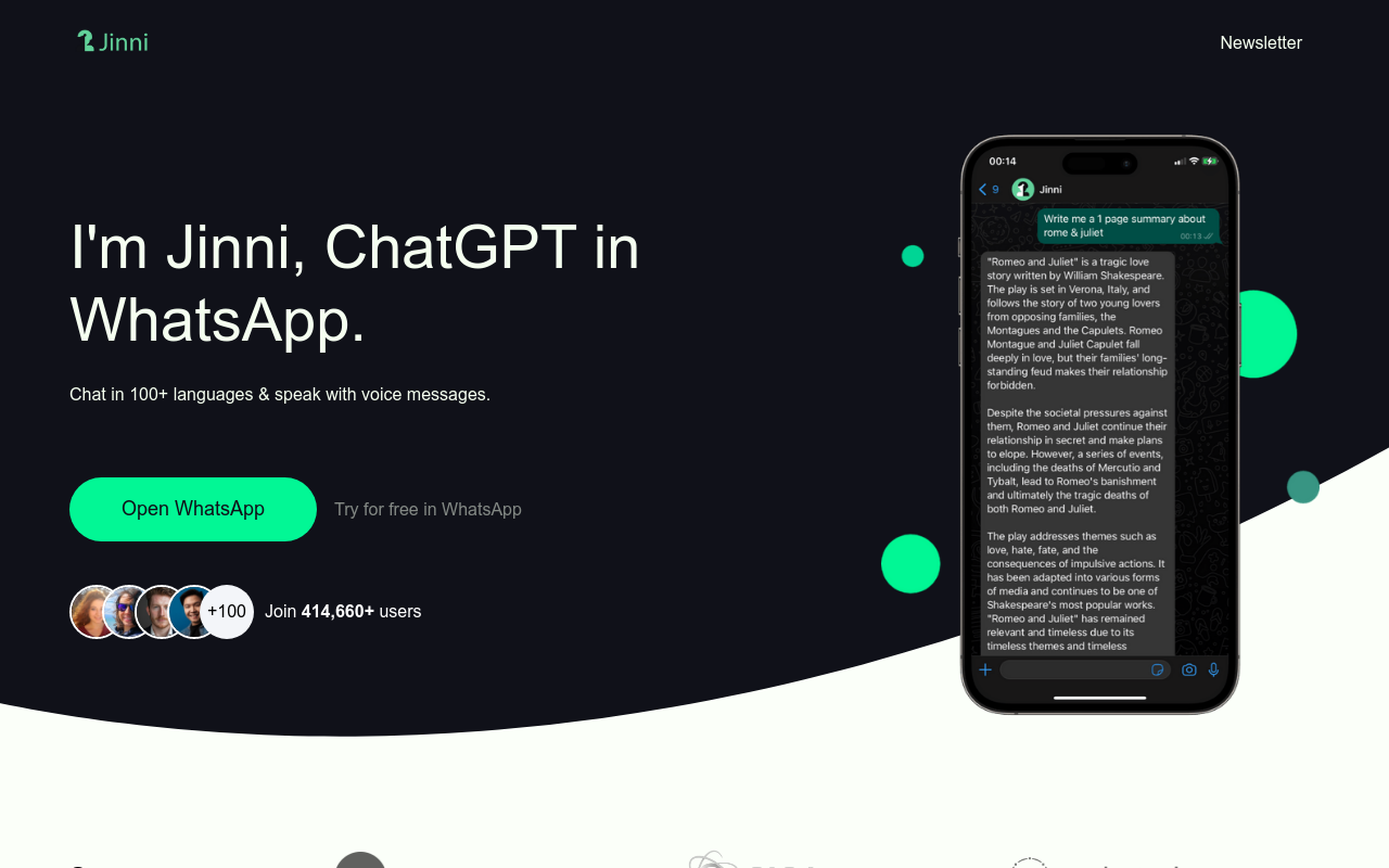 ChatGPT in WhatsApp - Jinni AI