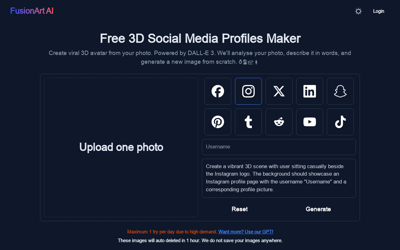 Free 3D Social Media Profiles Maker
